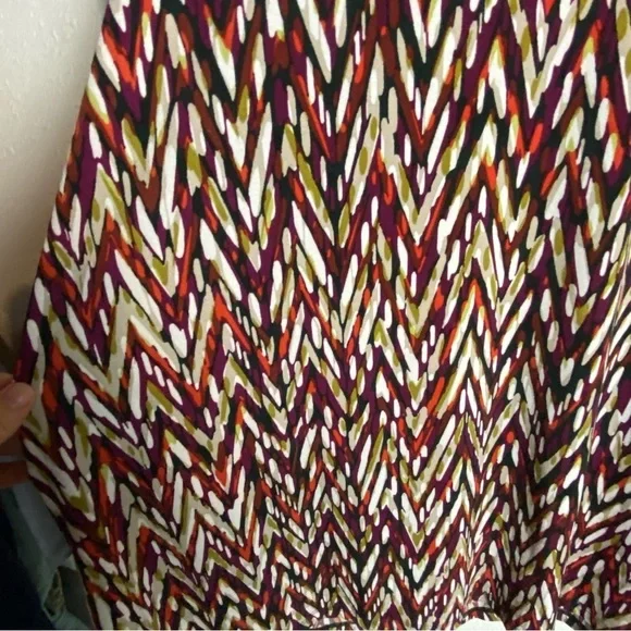 Susan Graver 2X Blouse Ruched Mock Neck Long Sleeve Geometric Shirt Lightweight - Picture 4 of 6